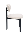 Lot de 2 chaises en tissu texturé écru pieds en métal noir LEONA