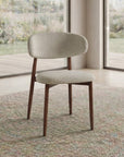 Lot de 2 chaises en tweed écru pieds en métal marron FLAVIA