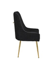 Lot de 2 chaises en velours noir pieds en métal doré DORY