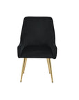Lot de 2 chaises en velours noir pieds en métal doré DORY