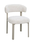 Lot de 2 chaises en velours tissé écru pieds en métal gris LOUISA