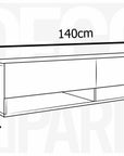 Meuble TV suspendu 2 portes 2 niches gris béton ROMANE XL - 140 cm