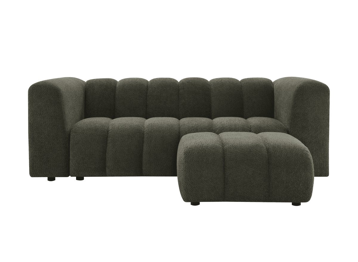 Pouf en tissu bouclette vert AELIS