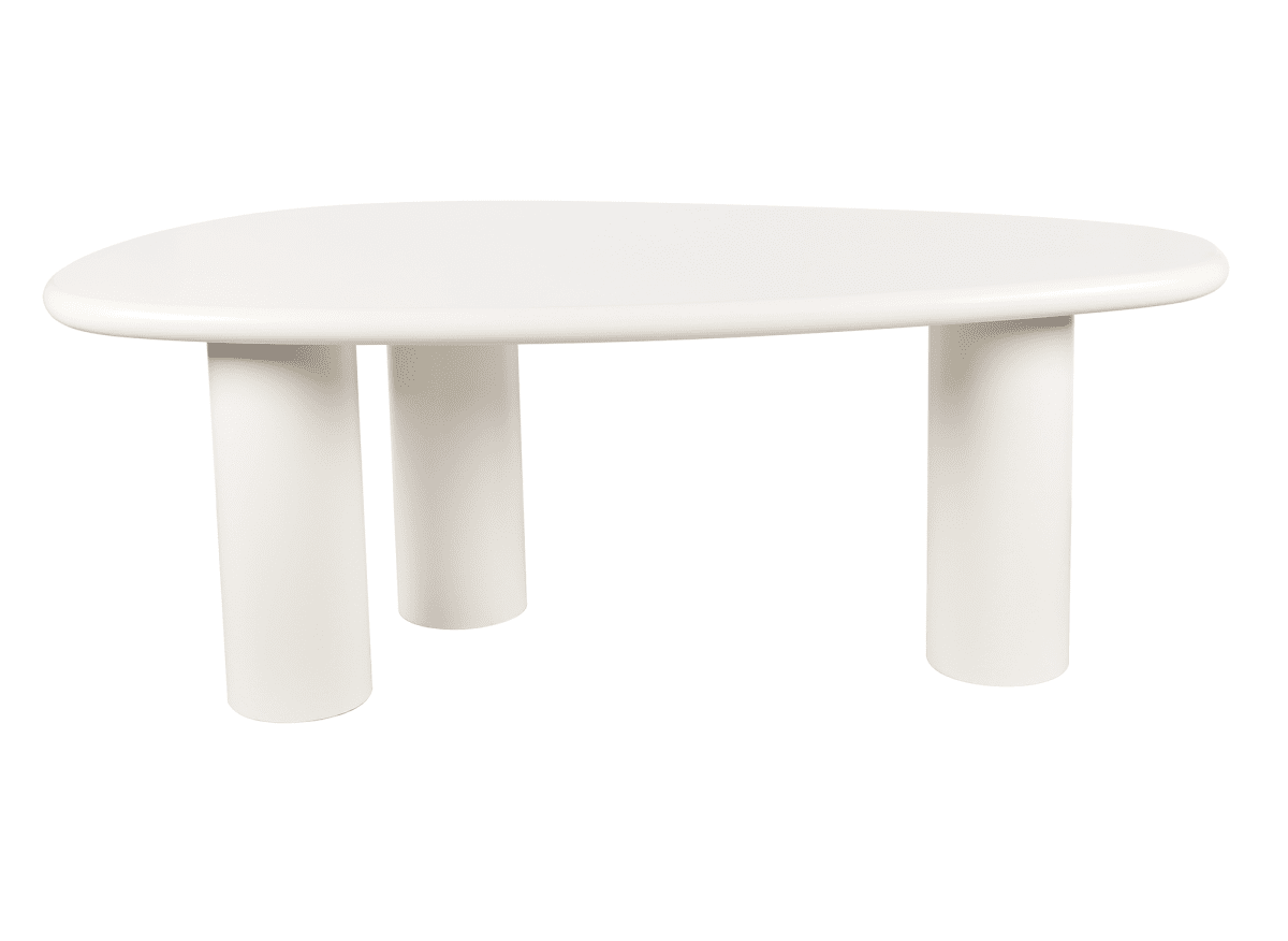 Table à manger asymétrique blanc 8 personnes 200cm AVELINE