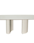 Table à manger en céramique beige pieds en métal gris 10 personnes 220cm AZIEL