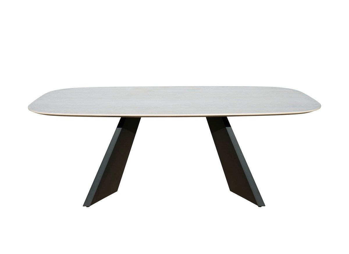 Table à manger en céramique blanc pieds noir 8 personnes 200cm ZELLY