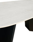 Table à manger en céramique blanc pieds noir 8 personnes 200cm ZELLY