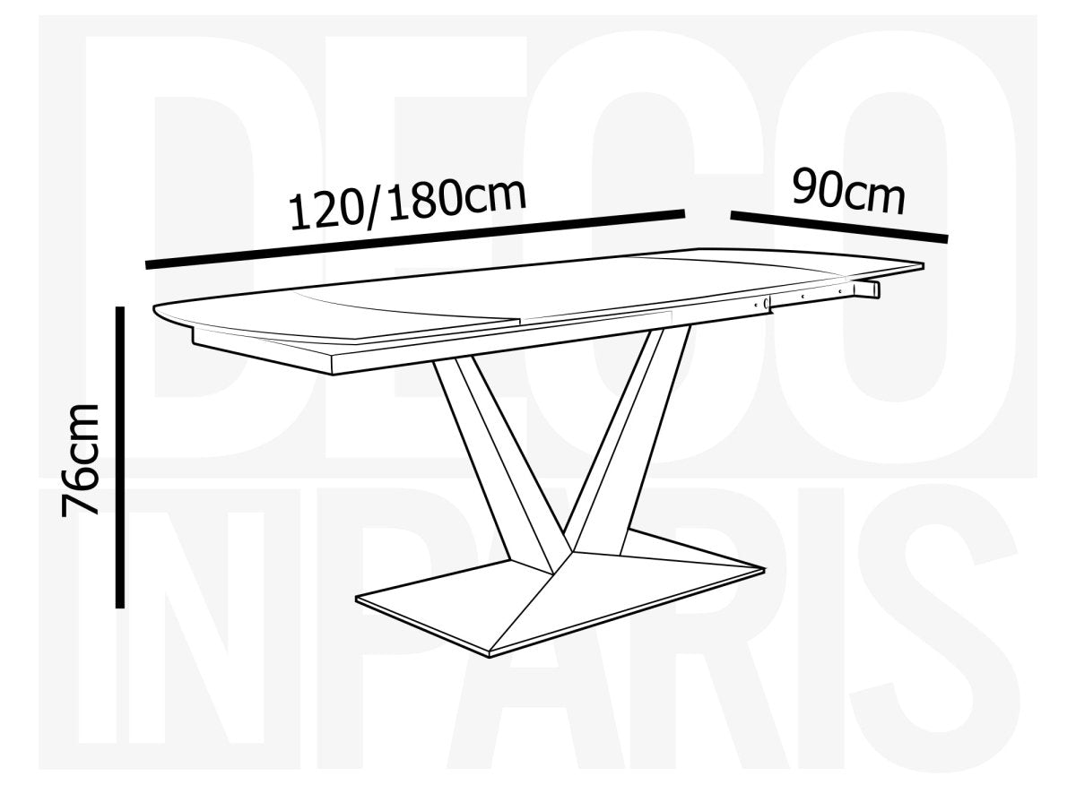 Table à manger extensible en céramique blanche 8 personnes 120-180 cm ELIAD
