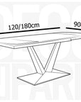 Table à manger extensible en céramique blanche 8 personnes 120-180 cm ELIAD