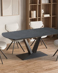 Table à manger extensible en céramique noire 8 personnes 120-180 cm ELIAD