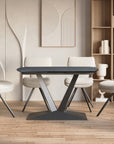 Table à manger extensible en céramique noire 8 personnes 120-180 cm ELIAD