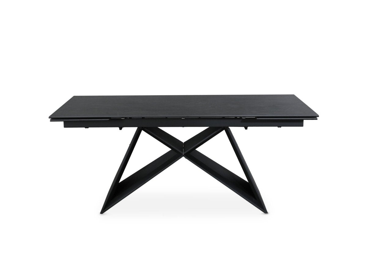 Table à manger extensible en céramique noire effet marbre 12 personnes 180-260 cm GABRIEL