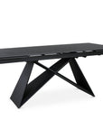 Table à manger extensible en céramique noire effet marbre 12 personnes 180-260 cm GABRIEL
