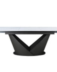 Table à manger extensible en métal marron plateau en céramique blanc 180-240 cm LERONA