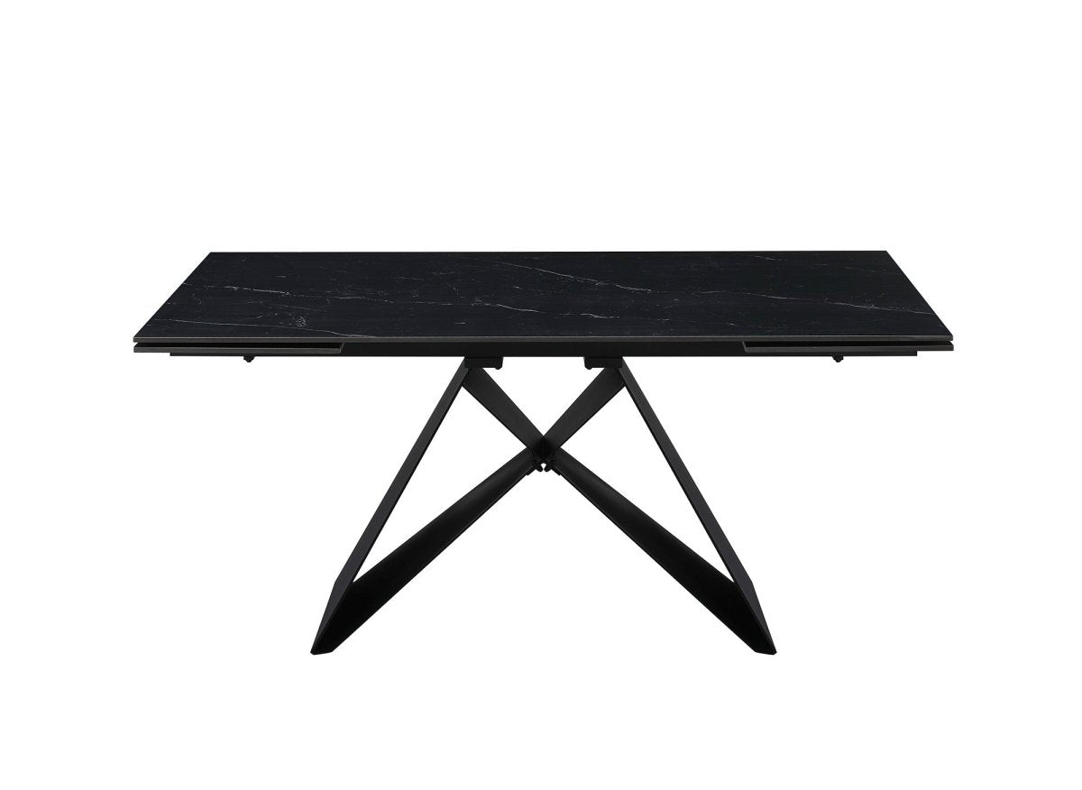 Table à manger extensible en métal noir avec plateau en céramique noir 160-240 cm HELSINKI