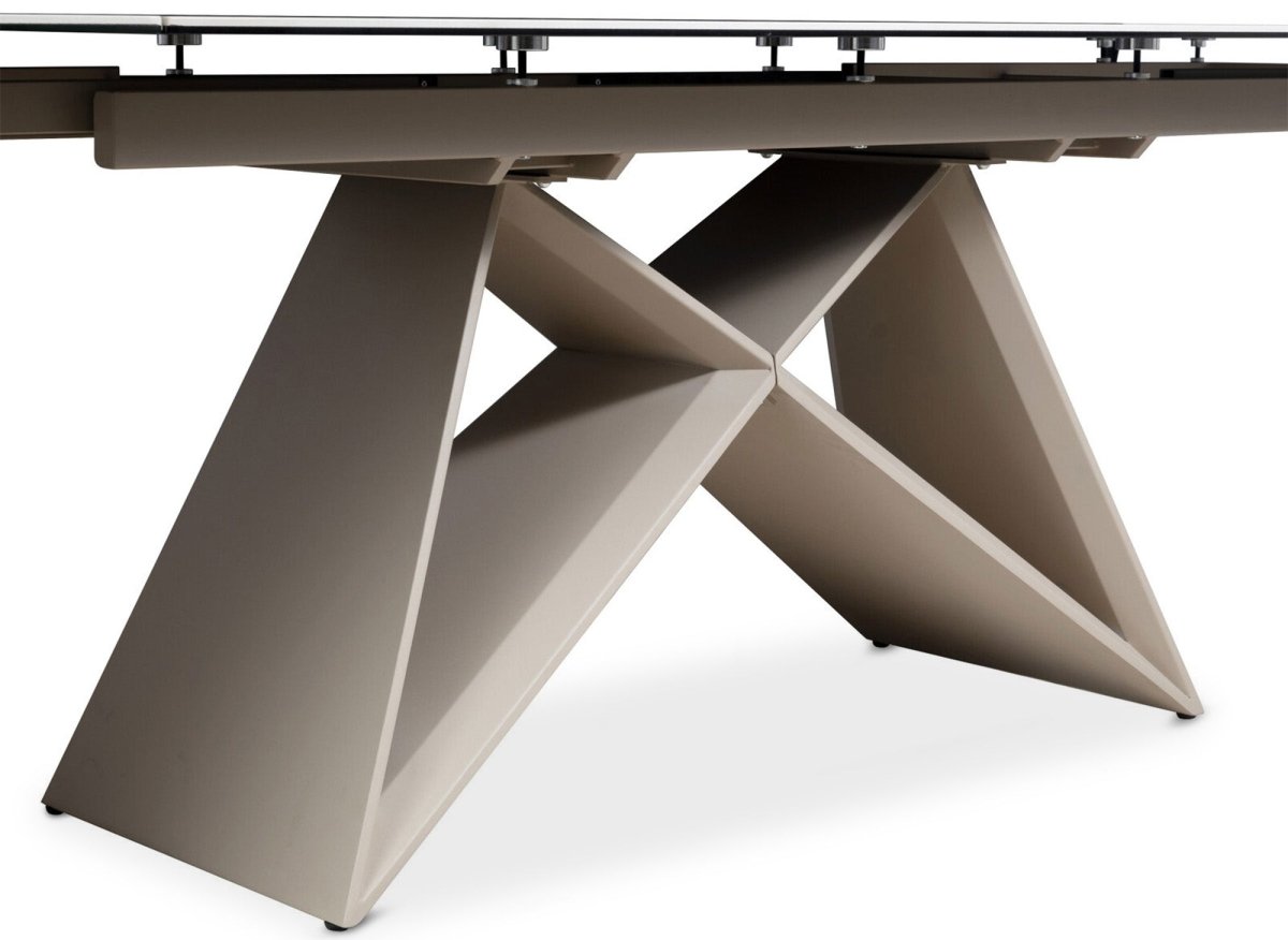 Table à manger extensible plateau céramique blanc 10 personnes 160-240 cm GABRIEL