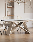 Table à manger extensible plateau céramique blanc 10 personnes 160-240 cm GABRIEL