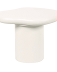 Table basse ronde en béton brossé blanc plateau asymétrique ZELINE