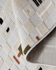 Tapis écru à motifs géométriques verts et orange 200 x 290 cm LOANE